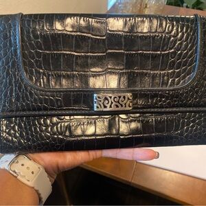 Brighton Black Embossed Leather Travel Pouch